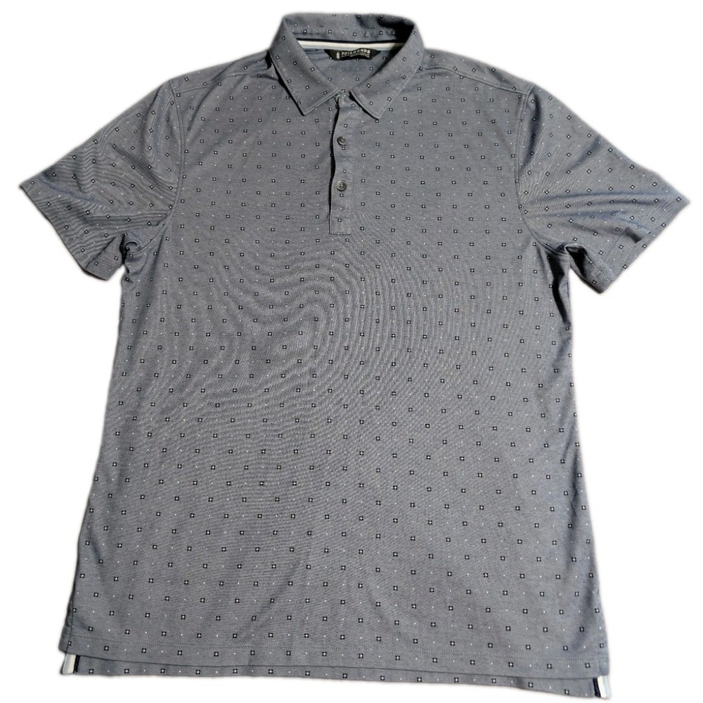 7Diamonds Pace Polo Mens M Blue Geometric Print Pima Cotton Performance